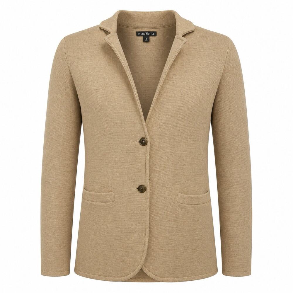 J Crew Sweater Cardigan Mercantile Camel Cotton Blazer Preppy S